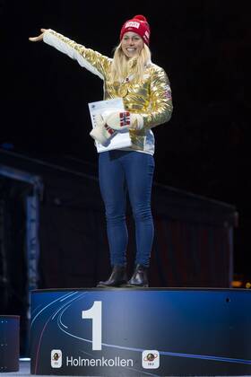 05.03.2016. Oslo Holmenkollen, Oslo, Norway. IBU Biathlon World Cup. Day One. Tiril Eckhoff of Norway first place winner of ladies 7.5km medal ceremony during the IBU World Championships Biathlon in Holmenkollen Oslo, Norway. xNigelxWaldronx  ActionPlus11715022