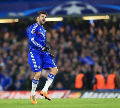 Chelsea s Diego Costa celebrates scoring his sides opening goal - UEFA Champions League - Chelsea vs Paris Saint Germain - Stamford Bridge - London - England - 9th March 2016 - Pic David Klein Sportimage EDITORIAL USE ONLY. No use with unauthorised audio, video, data, fixture lists, club league logos or live services. Online in-match use limited to 120 images, no video emulation. No use in betting, games or single club league player publications.