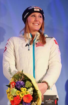 ALPINE SKIING - FIS WC Lenzerheide LENZERHEIDE,GERMANY,12.MAR.16 - ALPINE SKIING - FIS World Cup, Super G, ladies, award ceremony. Image shows Cornelia Huetter (AUT). Picture shot with a Canon EOS-1D X Mark II sample. GEPAxpictures xChristianxWalgram