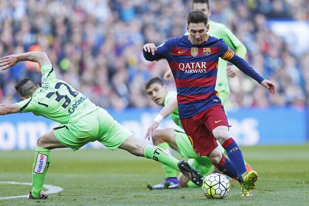 Lionel Messi (Barcelona), MARCH 12 2016 - Football Soccer : Spanish Primera Division Liga BBVA match between FC Barcelona Barca 6-0 Getafe at Camp Nou stadium in Barcelona, Spain. NoxThirdxPartyxSales (oqma_BCNGTF_031)