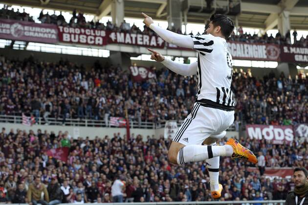 Alvaro Morata Juventus Goal celebration Torino 20-03-2016 Stadio Olimpico Football Calcio Serie A 2015 2016 Torino FC vs. Juventus. filippoxalfero