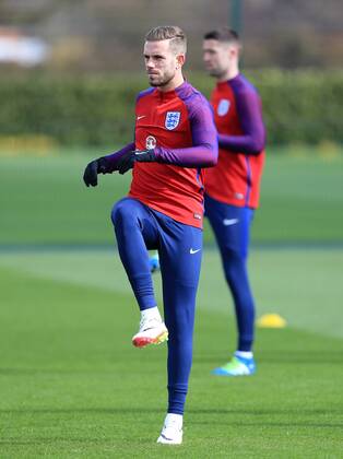England s Jordan Henderson during training at the Tottenham Hotspur Training Centre. Photo credit should read: David Klein Sportimage EDITORIAL USE ONLY. No use with unauthorised audio, video, data, fixture lists, club league logos or live services. Online in-match use limited to 120 images, no video emulation. No use in betting, games or single club league player publications.