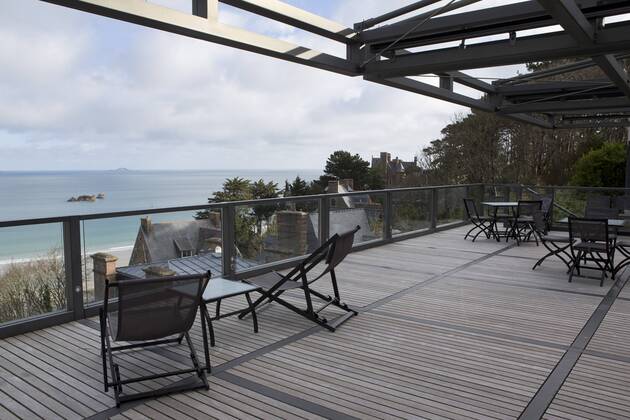 EURO 2016 - Mannschaftsquartier Albanien: Hotel L Agapa & Spa in Perros Guirec - Ausblick aus einem Zimmer FOOTBALL - Perros Guirec - 05 04 2016 AlexisCourcoux Panoramic