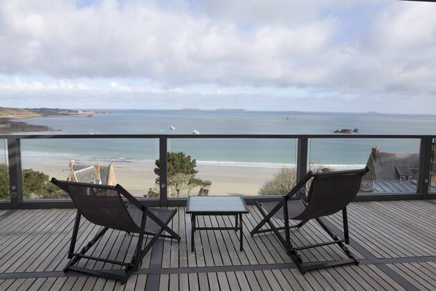 EURO 2016 - Mannschaftsquartier Albanien: Hotel L Agapa & Spa in Perros Guirec - Ausblick aus einem Zimmer FOOTBALL - Perros Guirec - 05 04 2016 AlexisCourcoux Panoramic