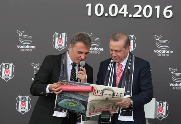 Turkish President Recep Tayyip Erdogan and Besiktas Sports Club President Fikret Orman inaugurated Vodafone Arena Inonu Stadium, the brand new Istanbul waterfront stadium of the Besiktas. 15349524
