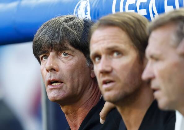 DFB Bundestrainer Joachim Jogi LOEW, LÖW,Thomas SCHNEIDER, DFB Co-Trainer, Assistenztrainer Andreas KOEPKE , Torwarttrainer DFB Dr. Hans-Wilhelm Müller-Wohlfahrt, DFB Mannschaftsarzt, GERMANY - ITALY 6-5 n.P. Quarterfinal ,Football European Championships EURO at 02 nd of July, 2016 in Bordeaux, France. Fussball, Nationalteam, Italien Deutschland, Viertelfinale