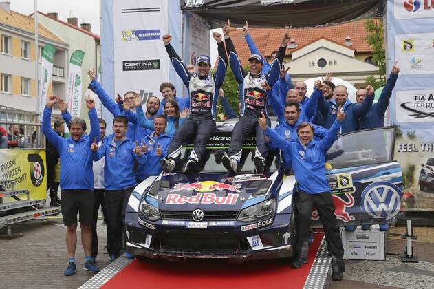 Andreas Mikkelsen (NOR), Anders Jaeger (NOR) Volkswagen Polo R WRC Motorsport Rallye WM (2016) WRC Rally Poland 2016 Rally Poland 2016