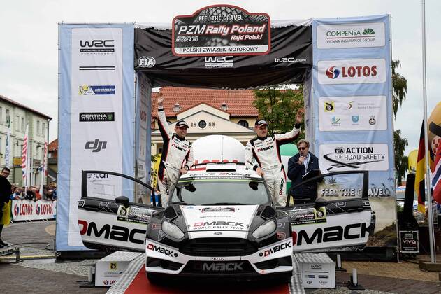 Podium Ott Tanak (EST) - Raigo Molder (EST) - Ford Fiesta RS WRC Motorsport Rallye WM MOTORSPORT, Polen-Rallye - WRC - 03 07 2016 