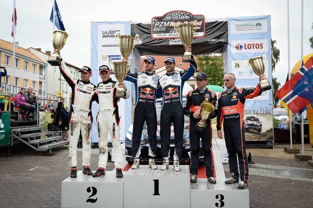 Ott Tanak (EST) - Raigo Molder (EST) - Ford Fiesta RS WRC Motorsport Rallye WM et Andreas Mikkelsen (NOR) Ð Anders Jaeger (NOR) - Volkswagen Polo R WRC MOTORSPORT, Polen-Rallye - WRC - 03 07 2016 