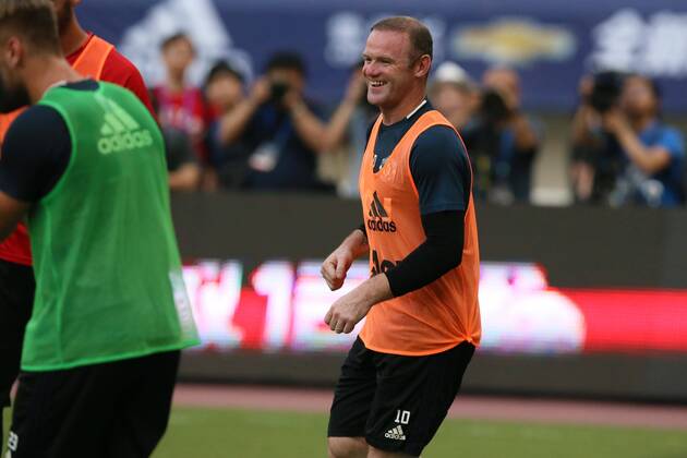 Wayne Rooney of Manchester United ManU reacts during a training session for the Shanghai match of the 2016 International Champions Cup China in Shanghai, China, 21 July 2016. Manchester United footballers prepare for International Champions Cup China 20160721_32412