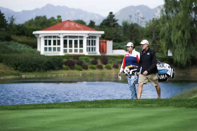 BEIJING, CHINA - SEPTEMBER 27: Feng Shanshan of China attends the practise session on Day two of 2016 Reignwood LPGA Golf Damen Classic at Reignwood Pine Valley on September 27, 2016 in Beijing, China. CFP492803842
