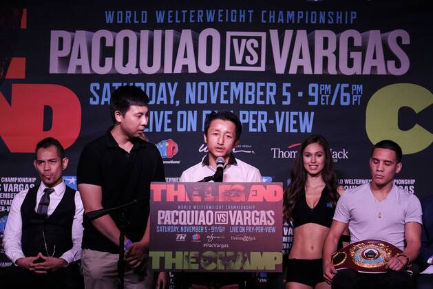 September 27, 2016 - Los Angeles, California, U.S - Chinese boxer Zou Shiming speaks in a press conference PK Pressekonferenz on September 27, 2016 in Los Angeles. Three action-packed World Championship WM Weltmeisterschaft fights (NONITO DONAIRE VS. JESSIE MAGDALENO îSCAR VALDEZ VS. HIROSHIGE OSAWA ZOU SHIMING VS. PRASITAK PAPOEM) will act as co-main events to the MANNY ÒPacmanà PACQUIAO à JESSIE VARGAS World Boxing Organization (WBO) welterweight world title fight, Saturday, November 5, at the Thomas & Mack Center on the campus of the University of Nevada, Las Vegas. Press Conference for World Title Fights - ZUMAc68_