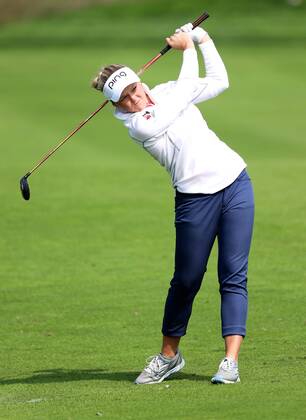BEIJING, CHINA - SEPTEMBER 29: Brooke M. Henderson of Canada in action during the 1st round of the 2016 Reignwood LPGA Golf Damen Classic at Reignwood golf club on September 29, 2016 in Beijing, China. CFP492963935
