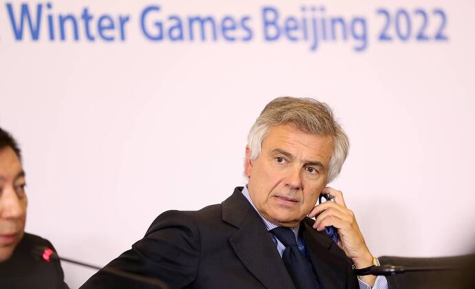 Bilder des Tages - SPORT (161012) -- BEIJING, Oct. 12. 2016 -- IOC Vice-President Juan Antonio Samaranch Salisachs attends the press conference PK Pressekonferenz for the 1st Meeting of the IOC Coordination Commission for the XXIV Olympic Winter games Winterspiele Spiele Summer games Beijing 2022 in Beijing, capital of China, Oct. 12, 2016. ) (SP)CHINA-BEIJING-2022 OLYMPIC WINTER GAMES-IOC COORDINATION COMMISSION-PRESS CONFERENCE (CN) WangxLili 