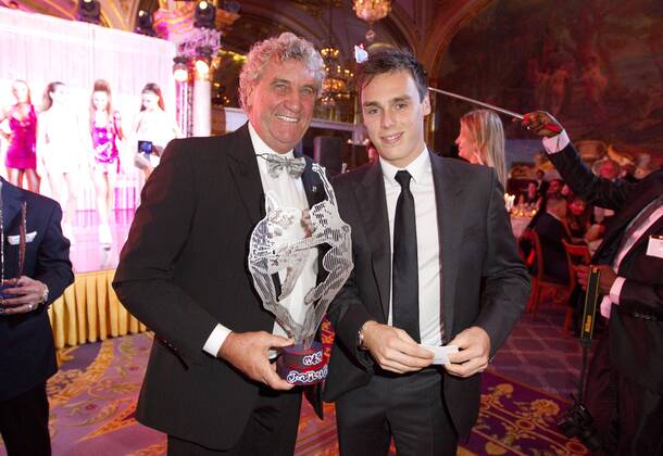 Monaco, October 26, 2016: Monaco World Sports Legends Award with Louis Ducruet (Son of Princess Stephanie of Monaco) and Football Legend Jean Marie Pfaff Monaco World Sports Legends Award