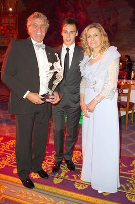 Monaco, October 26, 2016: Monaco World Sports Legends Award with Louis Ducruet (Son of Princess Stephanie of Monaco) and Football Legend Jean Marie Pfaff with wife Carmen Monaco World Sports Legends Award