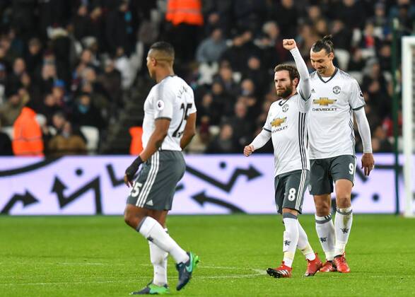 Juan Mata of Manchester United ManU celebrates scoring the opening goal during the Premier League match between West Ham United and Manchester United at the London Stadium, Queen Elizabeth Olympic Park , Stratford, England on 2 January 2017. Copyright: xVincexxMignottx 13590026