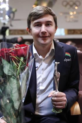 Verleihung Russischer Sportpreis MOSCOW, RUSSIA - FEBRUARY 2, 2017: Russian chess grandmaster Sergey Karjakin attends the 2016 Silver Doe awards ceremony at the Russian Olympic Committee (ROC) building. The award was established by Russia s Federation of Sports Journalists and is presented annually to outstanding sportsmen and coaches. SergeiSavostyanov TASS  TS03FBE5