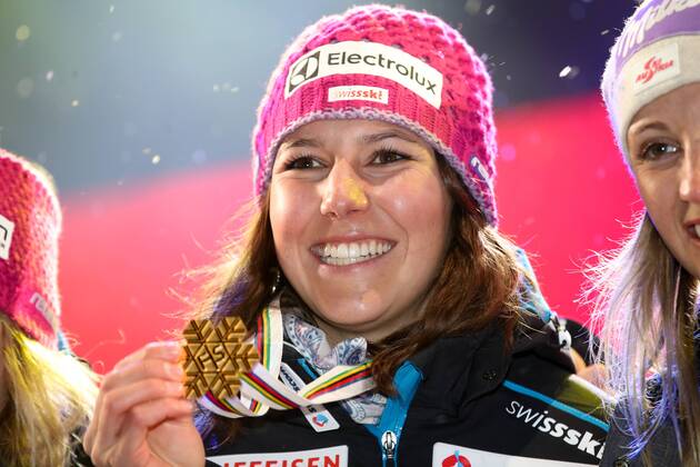 ALPINE SKIING - FIS Ski WC St. Moritz SANKT MORITZ,SWITZERLAND,10.FEB.17 - ALPINE SKIING - FIS Alpine World Ski Championships, alpine combined, ladies, award ceremony. Image shows Wendy Holdener (SUI). GEPAxpictures xChristianxWalgram