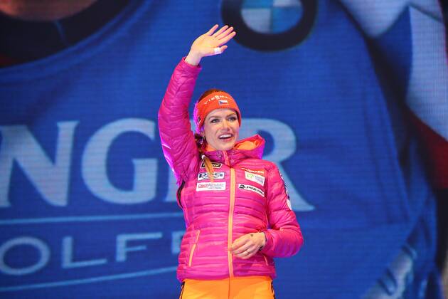 BIATHLON - IBU World Championships Hochfilzen HOCHFILZEN,AUSTRIA,10.FEB.17 - BIATHLON - IBU World Championships, 7.5km sprint, ladies, award ceremony. Image shows Gabriela Koukalova (CZE). GEPAxpictures xMathiasxMandl