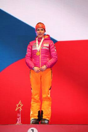 BIATHLON - IBU World Championships Hochfilzen HOCHFILZEN,AUSTRIA,10.FEB.17 - BIATHLON - IBU World Championships, 7.5km sprint, ladies, award ceremony. Image shows Gabriela Koukalova (CZE). Keywords: medal. GEPAxpictures xMathiasxMandl