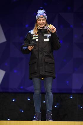 Ski Nordisch, WM in Lahti, Siegerehrung im Langlauf-Sprint Maiken Caspersen Falla - Lahti, Finnland - Nordische Ski WM, Langlauf.  Copyright: CARLxSANDIN BB170224CS090