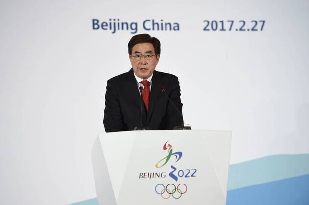 (170227) -- BEIJING , Feb. 27, 2017 -- Beijing 2022 President Guo Jinlong speaks during the launching event for the marketing program of Beijing 2022 Olympic and Paralympic Winter games Winterspiele Spiele Summer games (Beijing 2022) in Beijing, capital of China, Feb. 27, 2017. The marketing program for Beijing 2022 was officially launched by the organizers here on Monday. )(wll) (SP)CHINA-BEIJING-2022-MARKETING PROGRAM(CN) JuxHuanzong 