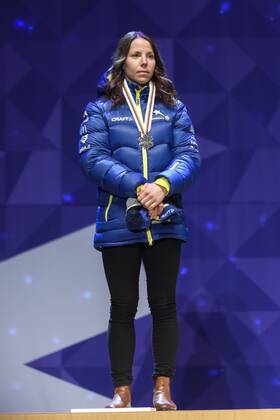 Ski Nordisch, WM in Lahti, Siegerehrung 10km Langlauf der Damen am Abend Charlotte Kalla, Sverige 10km klassisch Lahti.  Copyright: CARLxSANDIN BB170228CS189