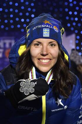 Ski Nordisch, WM in Lahti, Siegerehrung 10km Langlauf der Damen am Abend Charlotte Kalla, Sverige 10km klassisch Lahti.  Copyright: CARLxSANDIN BB170228CS197