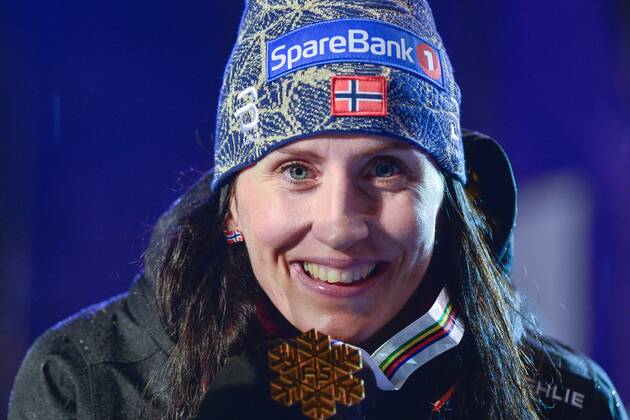 Ski Nordisch, WM in Lahti, Siegerehrung 10km Langlauf der Damen am Abend February 28, 2017 - Lahti, Finland - Marit Bjoergen from Norway during the Award Ceremony after Ladies cross-country 10.0km Individual Classic final, at FIS Nordic World Ski Championship 2017 in Lahti..On Tuesday, February 28, 2017, in Lahti, Finland. Award Ceremony of 10km Individual Classic final  - ZUMAn230 20170228_zaa_n230_373 Copyright: xArturxWidakx