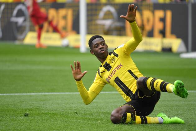 04.03.2017, Fussball GER, 1. Bundesliga Saison 2016 2017, 23. Spieltag, Borussia Dortmund - Bayer 04 Leverkusen, Jubel Ousmane Dembele, Ousmane Dembele (Borussia Dortmund)