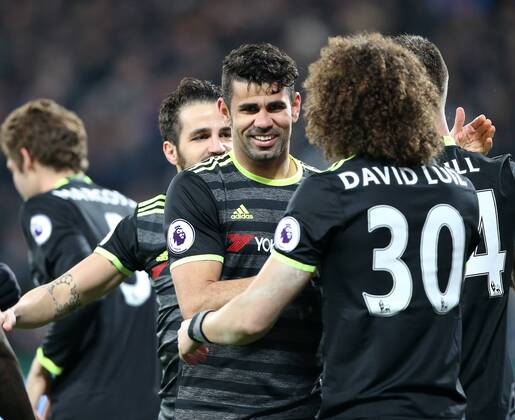 Chelsea s Diego Costa celebrates scoring his sides second goal during the Premier League match at the London Stadium, London. Picture date March 6th, 2017 Pic David Klein Sportimage EDITORIAL USE ONLY. No use with unauthorised audio, video, data, fixture lists, club league logos or live services. Online in-match use limited to 120 images, no video emulation. No use in betting, games or single club league player publications.