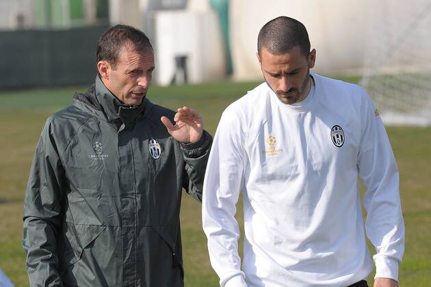IPP20170313 Football - soccer: UEFA Champions League 2016 2017, Juventus Turin - FC Porto, allegri massimiliano allenatore juventus e bonucci leonardo (Hinweis: Verwendung nur in Deutschland - only Germany) xHOCHxZWEIx xItalyxPhotoxPressx