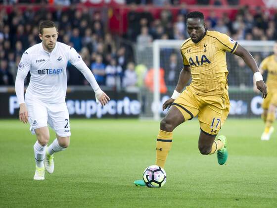 Football - 2016 2017 Premier League - Swansea City vs. Tottenham Hotspur Moussa Sissoko of Tottenham Hotspurs attacks, at The Liberty Stadium. COLORSPORT WINSTON BYNORTH