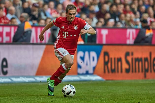 Muenchen, Deutschland, 08.04.2017, Bundesliga 28. Spieltag, FC Bayern Muenchen - BV Borussia Dortmund, Philipp Lahm (FCB) in Aktion ( DeFodi501