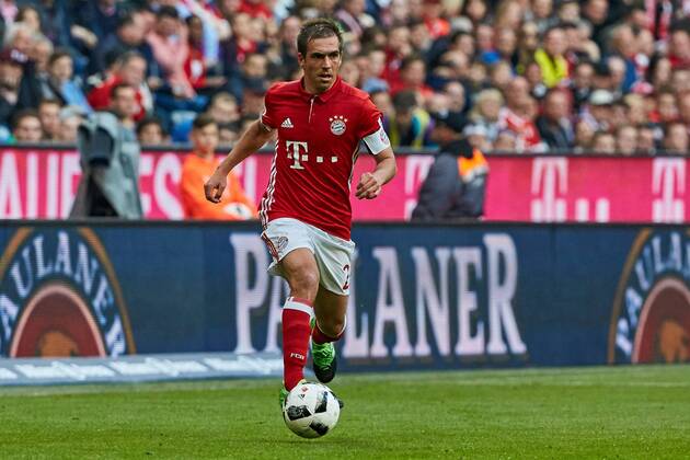 Muenchen, Deutschland, 08.04.2017, Bundesliga 28. Spieltag, FC Bayern Muenchen - BV Borussia Dortmund, Philipp Lahm (FCB) in Aktion ( DeFodi501