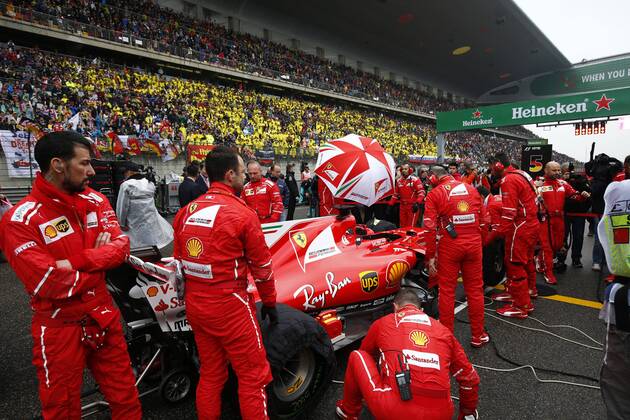 Shanghai: Motorsports: FIA Formula One World Championship WM Weltmeisterschaft 2017 Chinese Formula One Grand Prix Shanghai Circuit on April 08, 2017 in Shanghai, China. (Photo by Hoch Zwei) 5 Sebastian Vettel (GER, Scuderia Ferrari), Shanghai China xHZx