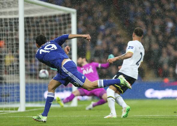 Diego Costa of Chelsea scores his goal to make it 2-0 during the Capital One Cup Final match between Chelsea and Tottenham Hotspur at Wembley Stadium, London, England on 1 March 2015. Copyright: xAndyxRowlandx 02750023