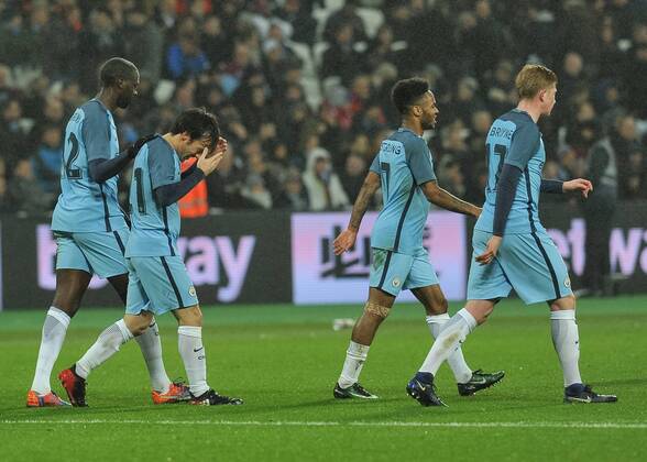 David Silva of Manchester City celebrates scoring during the The FA Cup third round match between West Ham United and Manchester City at the London Stadium, Queen Elizabeth Olympic Park , London, England on 6 January 2017. Copyright: xVincexxMignottx 13630024