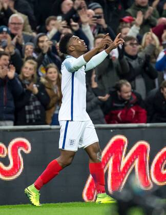 Daniel Sturridge of England celebrates his goal during the FIFA World Cup WM Weltmeisterschaft Fussball European Qualifying Group F match between England and Scotland played at Wembley Stadium, London, England on the 11th November 2016. Copyright: xLiamxMacx 12830041
