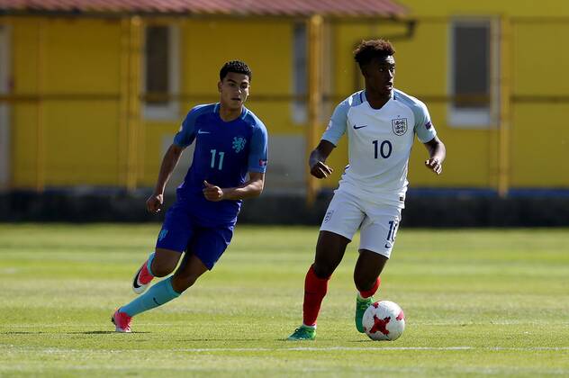 PXL_UEFA European U-17 Championship, group D, England vs. Netherlands 10.05.2017., Zapresic, Croatia - UEFA European U-17 Championship 2017, group D, 3rd round, England vs. Netherlands. Zakaria Aboukhlal, Callum Hudson-Odoi. IgorxKralj PIXSELL