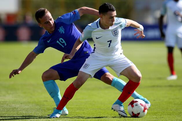 PXL_UEFA European U-17 Championship, group D, England vs. Netherlands 10.05.2017., Zapresic, Croatia - UEFA European U-17 Championship 2017, group D, 3rd round, England vs. Netherlands. Phil Foden, Bradly Van Hoeven. IgorxKralj PIXSELL
