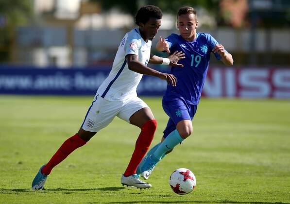 PXL_UEFA European U-17 Championship, group D, England vs. Netherlands 10.05.2017., Zapresic, Croatia - UEFA European U-17 Championship 2017, group D, 3rd round, England vs. Netherlands. Tashan Oakley-Boothe, Bradly Van Hoeven. IgorxKralj PIXSELL