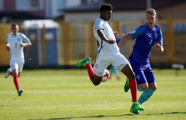 PXL_UEFA European U-17 Championship, group D, England vs. Netherlands 10.05.2017., Zapresic, Croatia - UEFA European U-17 Championship 2017, group D, 3rd round, England vs. Netherlands. Rhian Brewster, Micthel Bakker. IgorxKralj PIXSELL