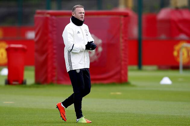 Wayne Rooney of Manchester United ManU walks out to train during the Manchester United training session at the Carrington Training Centre, Manchester. Picture date: May 19th 2017. Pic credit should read: Matt McNulty Sportimage EDITORIAL USE ONLY. No use with unauthorised audio, video, data, fixture lists, club league logos or live services. Online in-match use limited to 120 images, no video emulation. No use in betting, games or single club league player publications.