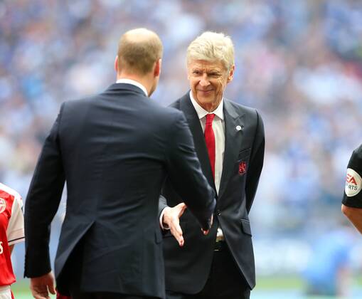 Arsene Wenger manager of Arsenal shakes hands with HRH Prince William during the Emirates FA Cup Final match at Wembley Stadium, London. Picture date: May 27th, 2017.Picture credit should read: David Klein Sportimage EDITORIAL USE ONLY. No use with unauthorised audio, video, data, fixture lists, club league logos or live services. Online in-match use limited to 120 images, no video emulation. No use in betting, games or single club league player publications.