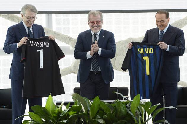 Db Milano 30 05 2017 - premio Rosa Camuna foto Daniele Buffa Image nella foto: Massimo Moratti-Silvio Berlusconi-Roberto Maroni 