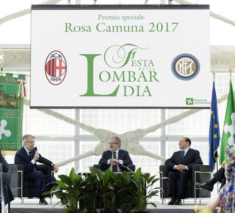 Db Milano 30 05 2017 - premio Rosa Camuna foto Daniele Buffa Image nella foto: Massimo Moratti-Silvio Berlusconi-Roberto Maroni 