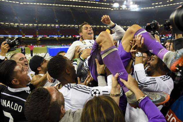 170603 Real Madrids Cristiano Ronaldo jublar efter finalen i Champions League mellan Juventus och Real Madrid den 3 juni 2017 i Cardiff. Copyright: CARLxSANDIN BB170603CS044