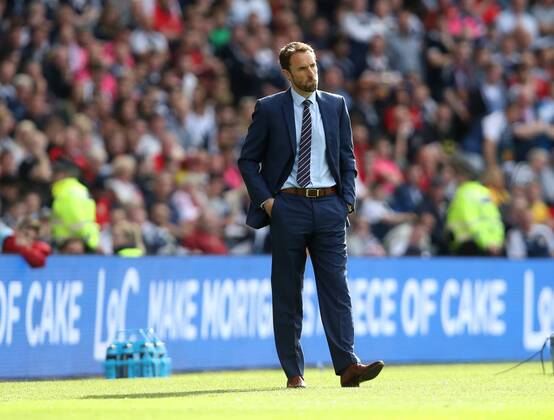 England s Gareth Southgate looks on during the FIFA World Cup WM Weltmeisterschaft Fussball Qualifying match at Hampden Park Stadium, Glasgow Picture date 10th June 2017. Picture credit should read: David Klein Sportimage EDITORIAL USE ONLY. No use with unauthorised audio, video, data, fixture lists, club league logos or live services. Online in-match use limited to 120 images, no video emulation. No use in betting, games or single club league player publications.